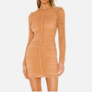 NBD Los Olas Long Sleeve Mini Dress in Nude Size XS